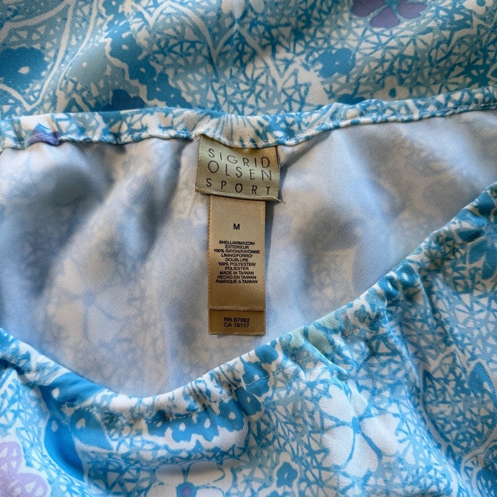 Sigrid Olsen Sport Floral Flowy Lined Blue White Rayon Maxi Skirt A-Line M - Picture 5 of 7